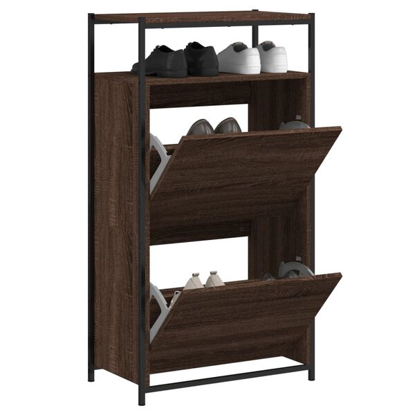 vidaXL Παπουτσοθήκη Καφέ Δρυς 60x34x112 εκ. από Επεξεργασμένο Ξύλο