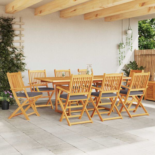 vidaXL Πτυσσόμενη Καρέκλα με μαξιλάρι 8 pcs Γκρι 49 x 57.5 x 92εκ