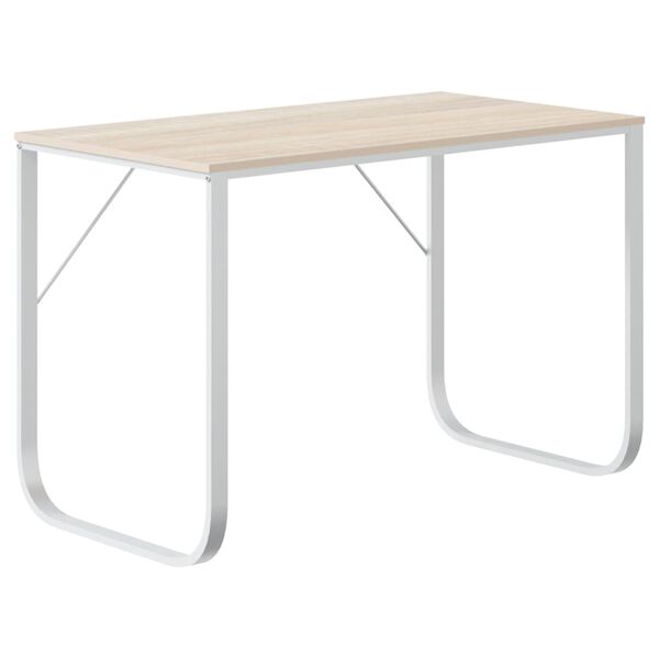 vidaXL Γραφείο Υπολογιστή Λευκό/Δρυς 110 x 60 x 73 εκ. από Μοριοσανίδα