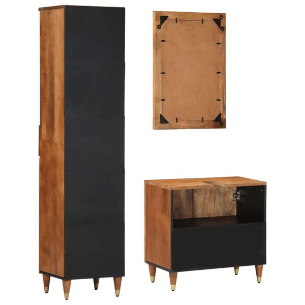 vidaXL Έπιπλα Μπάνιου Σετ 3 Τεμαχίων από Μασίφ Ξύλο Μάνγκο