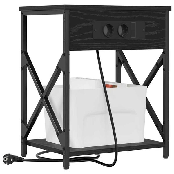 vidaXL Κομοδίνο Μαύρη δρυς 41 x 31 x 51 εκ. Επεξεργασμένο ξύλο