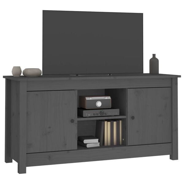 vidaXL Έπιπλο Τηλεόρασης Γκρι 103x36,5x52 εκ. από Μασίφ Ξύλο Πεύκου