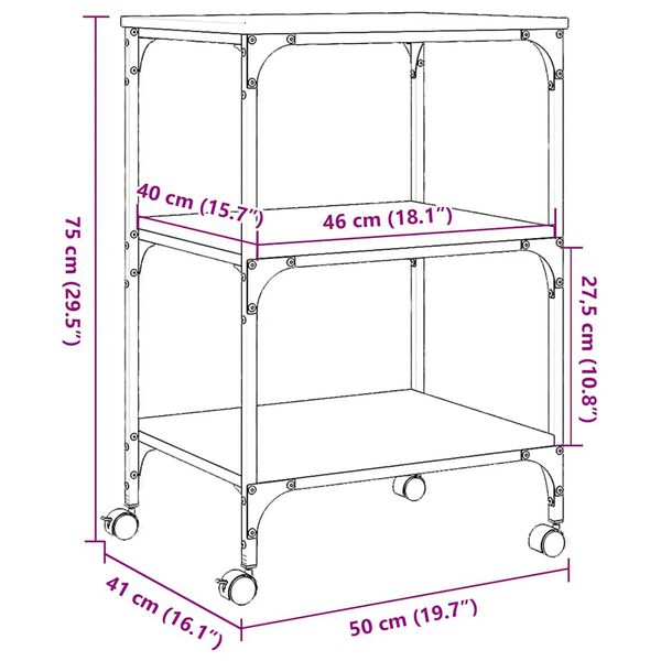 vidaXL Βάση Εκτυπωτή 3 Επιπέδων Γκρι Sonoma 50x41x75 εκ Επεξ. Ξύλο