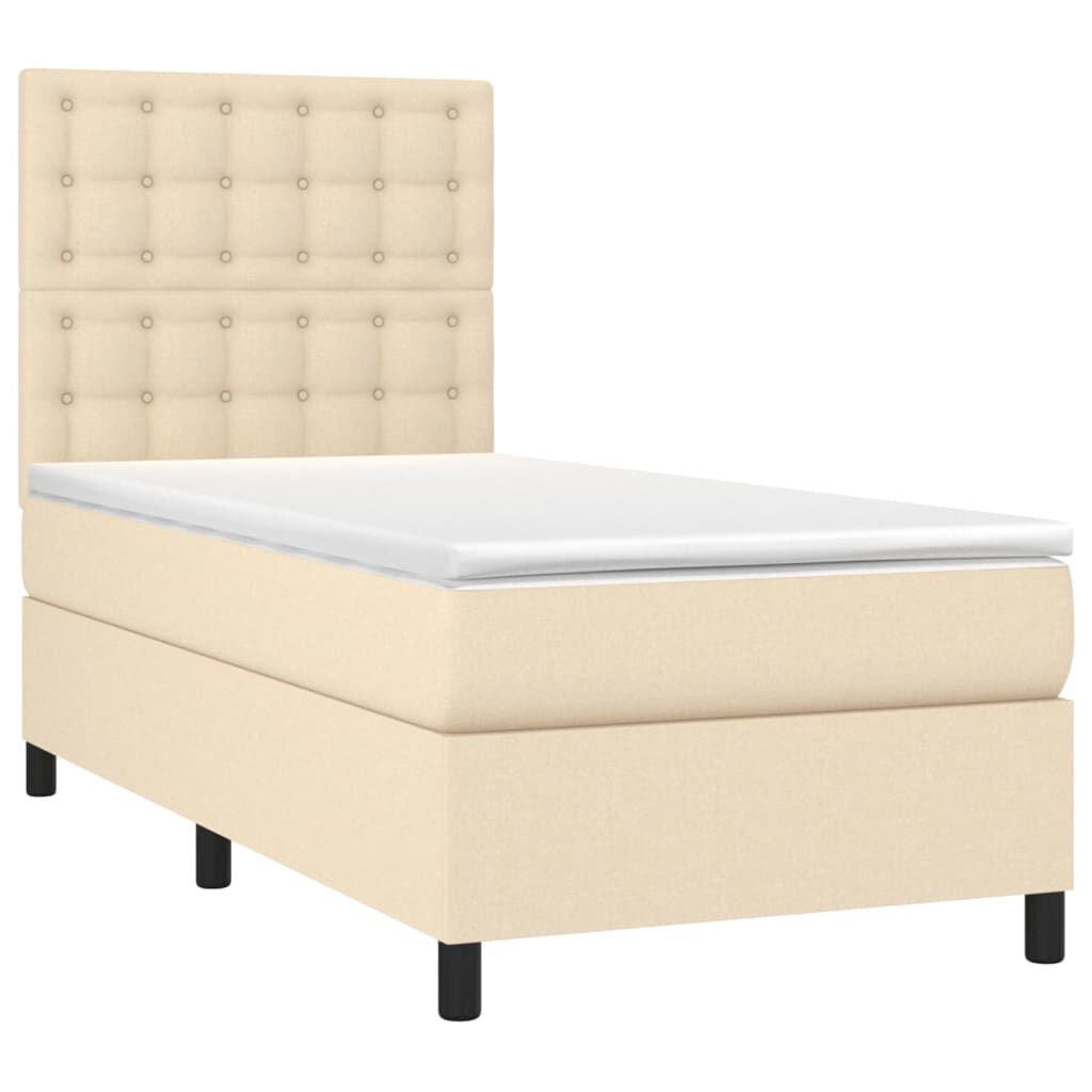 vidaXL Κρεβάτι Boxspring με Στρώμα Κρεμ 100 x 200 εκ. Υφασμάτινο