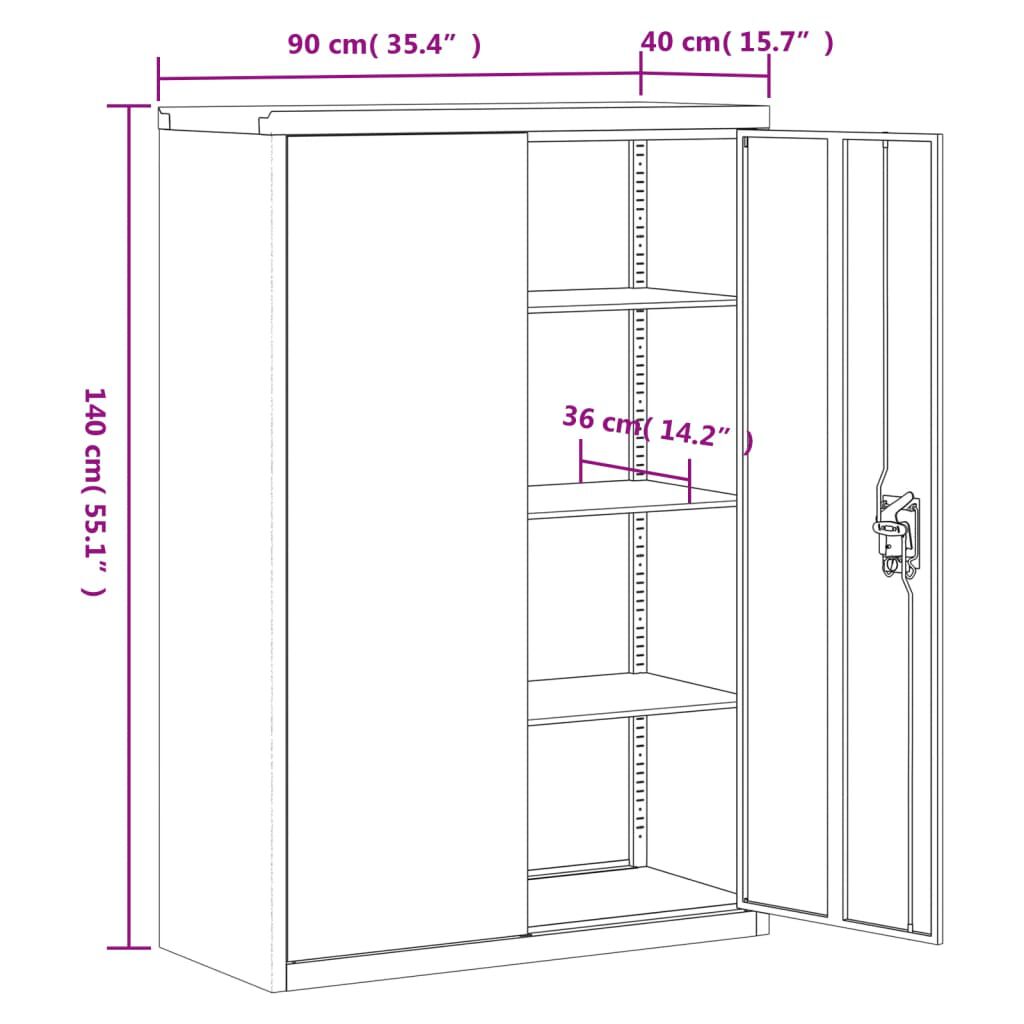 vidaXL Αρχειοθήκη Ανθρακί και Λευκή 90 x 40 x 140 εκ. Ατσάλινη