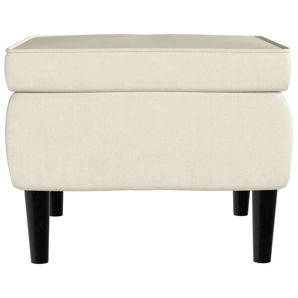 vidaXL Σκαμπό με Ξύλινα Πόδια σε Κρεμ Βελούδο