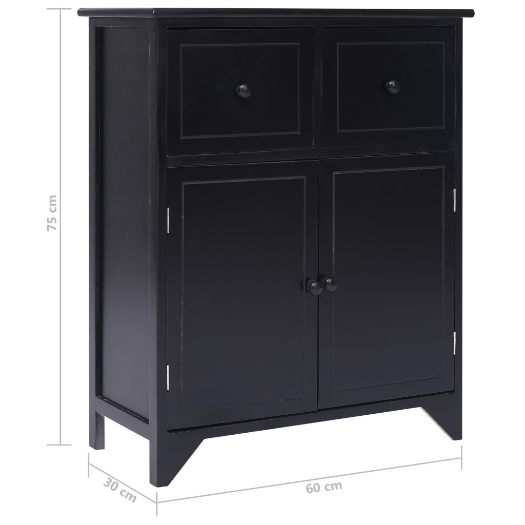 vidaXL Βοηθητική Συρταριέρα Μαύρη 60x30x75 εκ. από Ξύλο Παυλώνιας