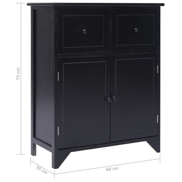 vidaXL Βοηθητική Συρταριέρα Μαύρη 60x30x75 εκ. από Ξύλο Παυλώνιας