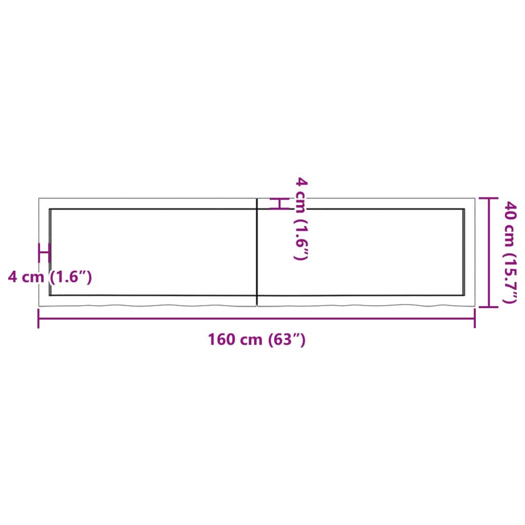 vidaXL Πάγκος Μπάνιου Σκούρο Καφέ 160x40x(2-4) εκ. Επεξεργ. Μασίφ Ξύλο