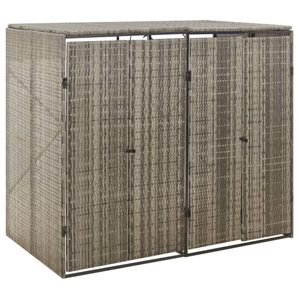 vidaXL Πλαίσιο για Κάδο Απορρ. με Ρόδες Γκρι 140x80x117 εκ Συνθ. Ρατάν