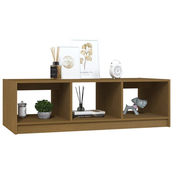 vidaXL Τραπεζάκι Σαλονιού Καφέ Μελί 110x50x34 εκ από Μασίφ Ξύλο Πεύκου