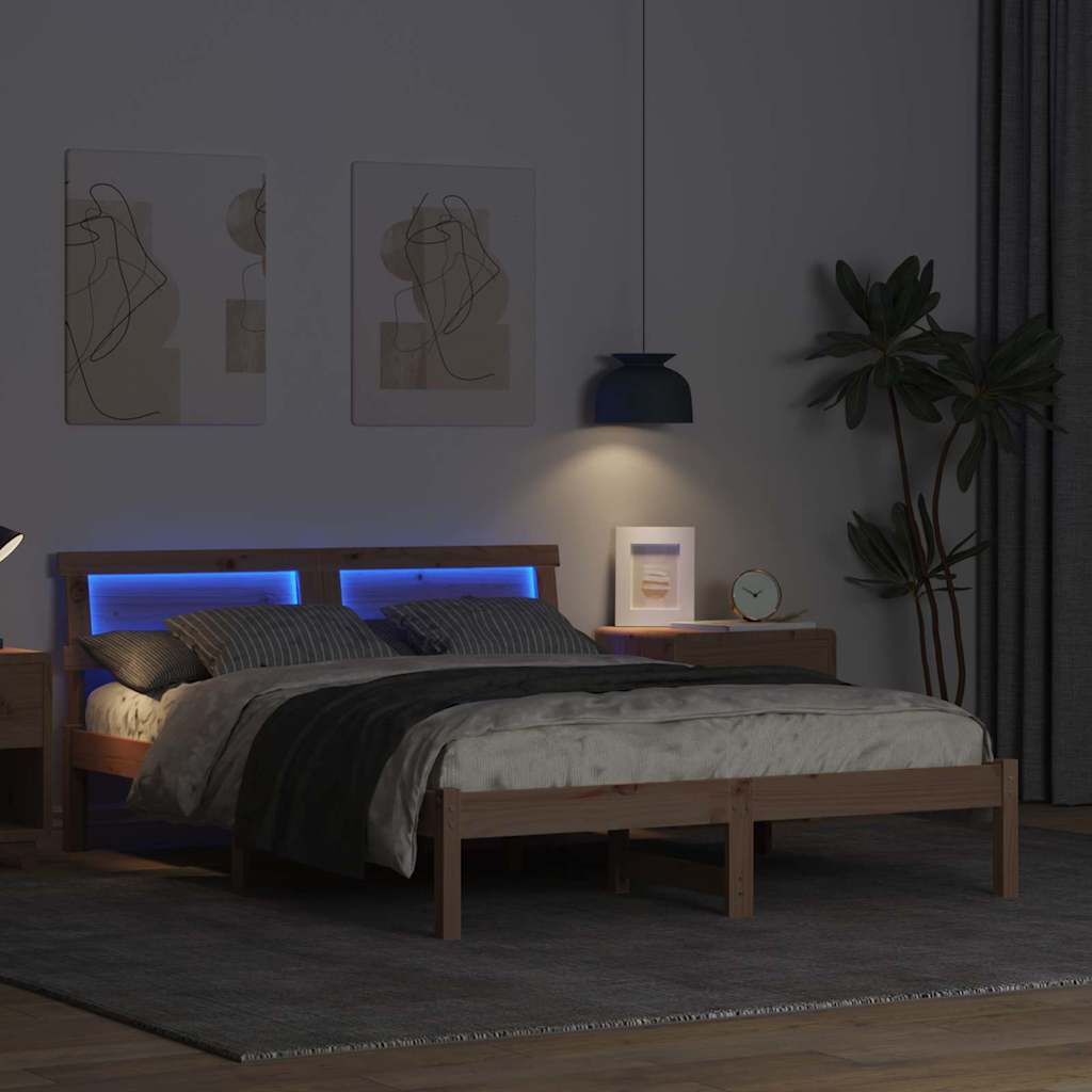 vidaXL Σκελετός Κρεβατιού Καφέ 120 x 200 cm Μασίφ ξύλο πεύκου