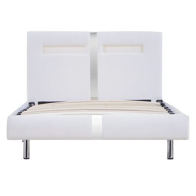 vidaXL Πλαίσιο Κρεβατιού με LED Λευκό 90x200 εκ. από Συνθετικό Δέρμα