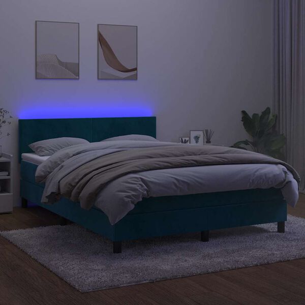 vidaXL &Kappa;&rho;&epsilon;&beta;ά&tau;&iota; Boxspring &mu;&epsilon; &Sigma;&tau;&rho;ώ&mu;&alpha; & LED &Sigma;&kappa;. &Mu;&pi;&lambda;&epsilon; 140x200&epsilon;&kappa;. &Beta;&epsilon;&lambda;&omicron;ύ&delta;&iota;&nu;&omicron;