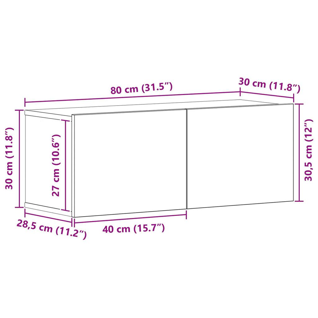 vidaXL Σετ επίπλου τηλεόρασης 4 pcs Μαύρη Δρυς 30.5 x 30 x 90 cm