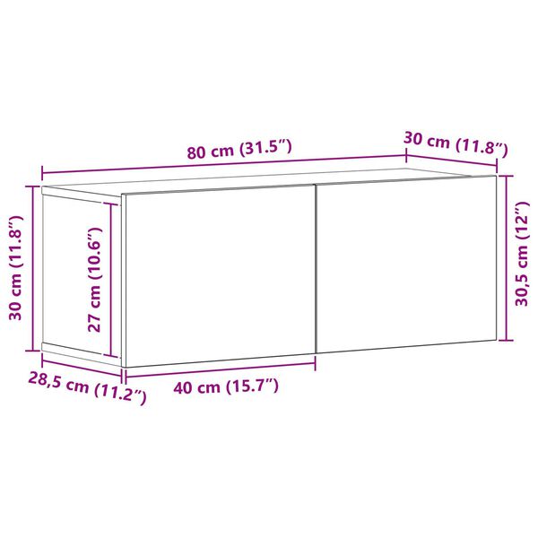 vidaXL Σετ επίπλου τηλεόρασης 4 pcs Μαύρη Δρυς 30.5 x 30 x 90 cm