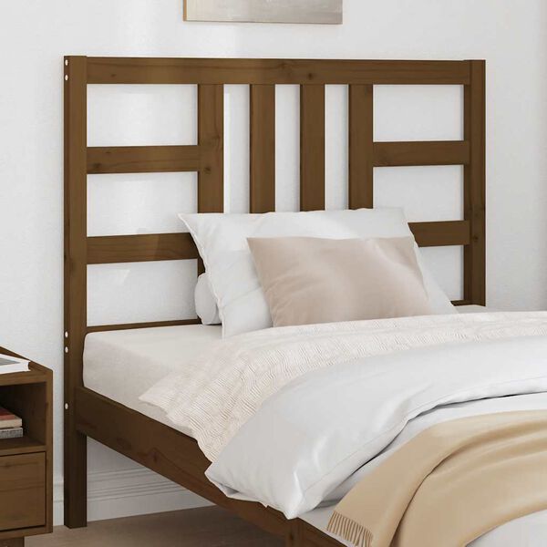 vidaXL Κεφαλάρι Κρεβατιού Καφέ Μελί 106x4x100 εκ. Μασίφ Ξύλο Πεύκου