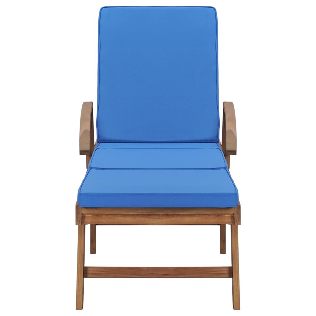 vidaXL Ξαπλώστρες Μπλε από Μασίφ Ξύλο Teak με 2 τεμ. Μαξιλάρια