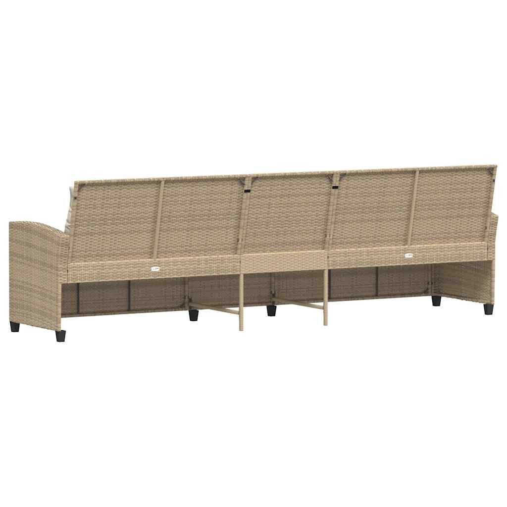 vidaXL Καναπές κήπου 5θέσιος με μαξιλάρια Μπεζ Poly Rattan