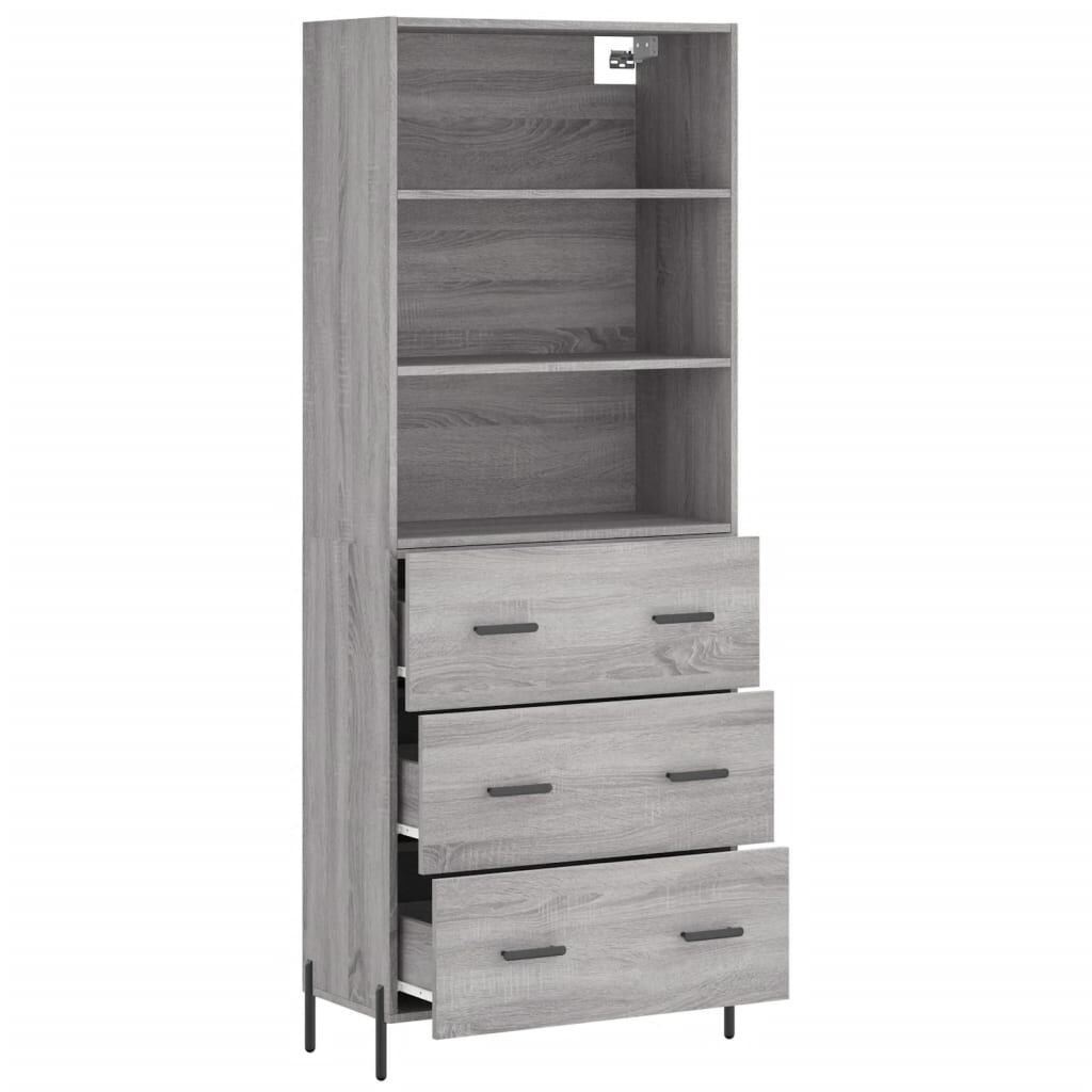 vidaXL Ντουλάπι Γκρι Sonoma 69,5 x 34 x 180 εκ. Επεξεργασμένο Ξύλο