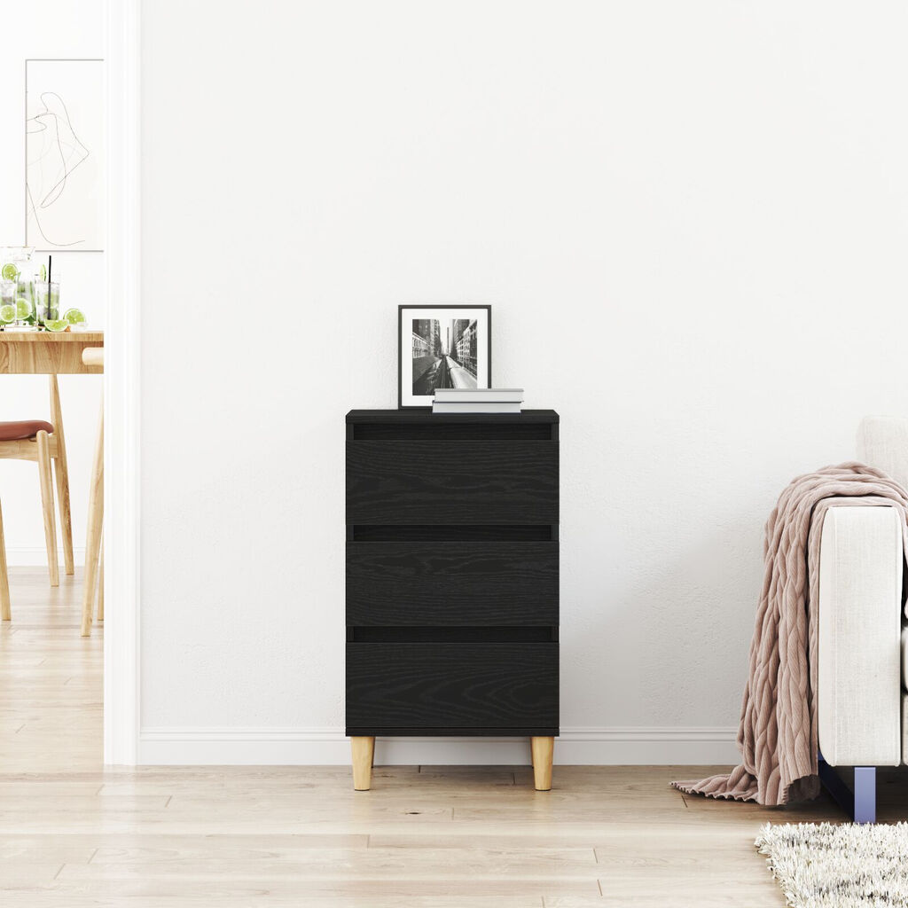 vidaXL Κομοδίνο Μαύρο Δρυς 40x35x70 εκ. Επεξεργασμένο Ξύλο