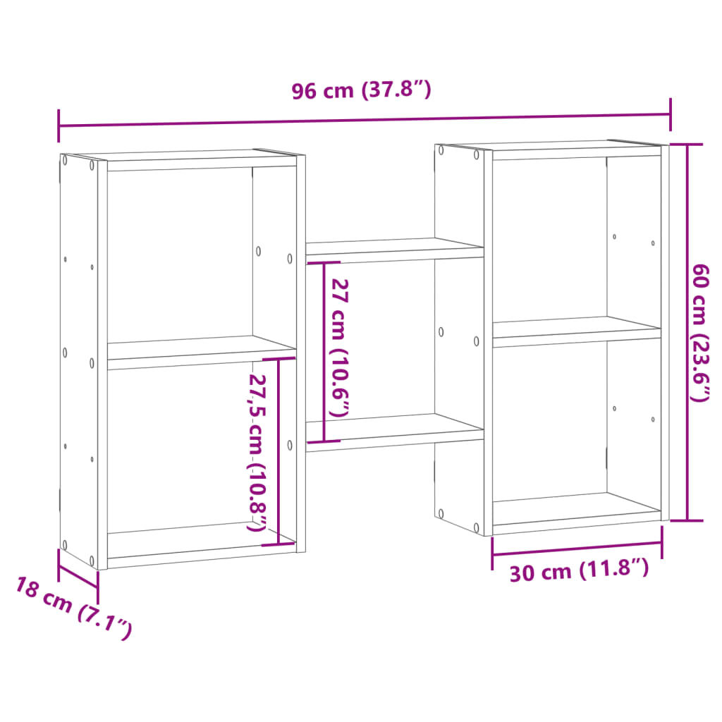 vidaXL Ραφιέρα Τοίχου Μαύρο 96x18x60 εκ. από Επεξεργασμένο Ξύλο
