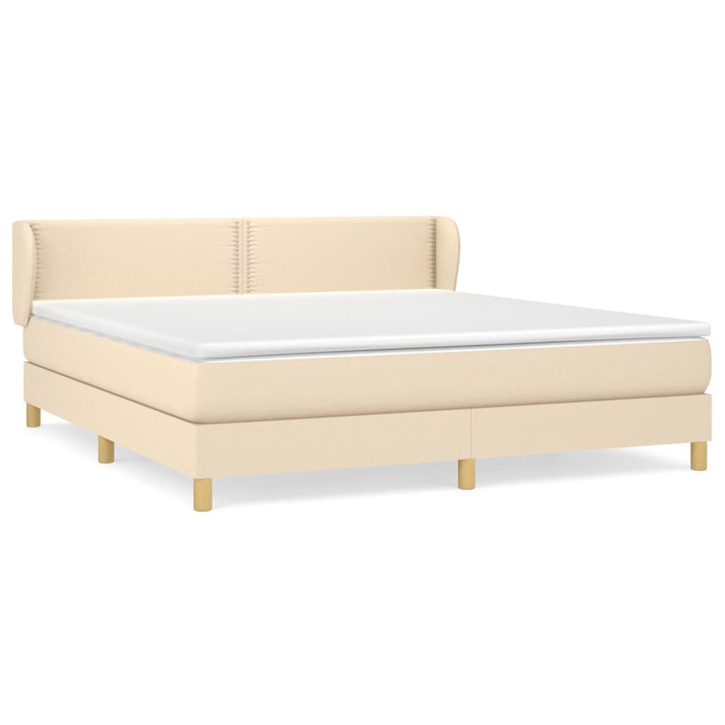 vidaXL Κρεβάτι Boxspring με Στρώμα Κρεμ 180x200 εκ. Υφασμάτινο