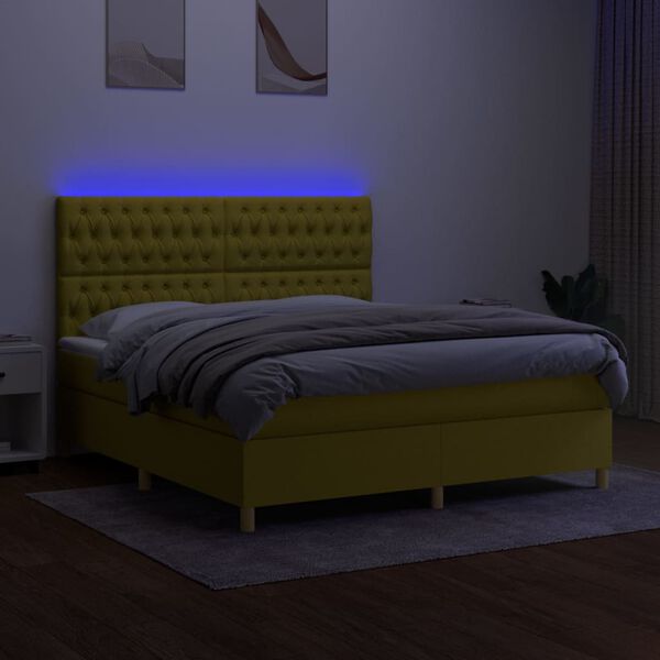 vidaXL &Kappa;&rho;&epsilon;&beta;ά&tau;&iota; Boxspring &mu;&epsilon; &Sigma;&tau;&rho;ώ&mu;&alpha; & LED &Pi;&rho;ά&sigma;&iota;&nu;&omicron; 180x200 &epsilon;&kappa; &Upsilon;&phi;&alpha;&sigma;&mu;ά&tau;&iota;&nu;&omicron;