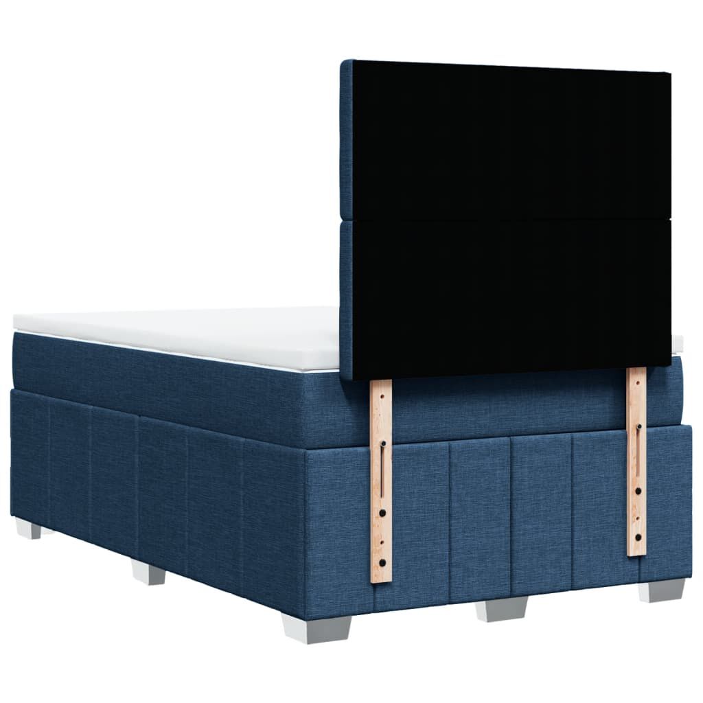 vidaXL Κρεβάτι Boxspring με Στρώμα Μπλε 120x190 εκ. Υφασμάτινο