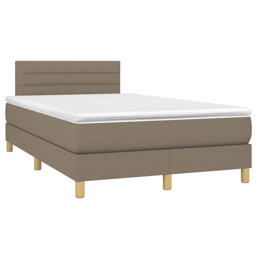 vidaXL Κρεβάτι Boxspring με Στρώμα & LED Taupe 120x190 εκ. Υφασμάτινο