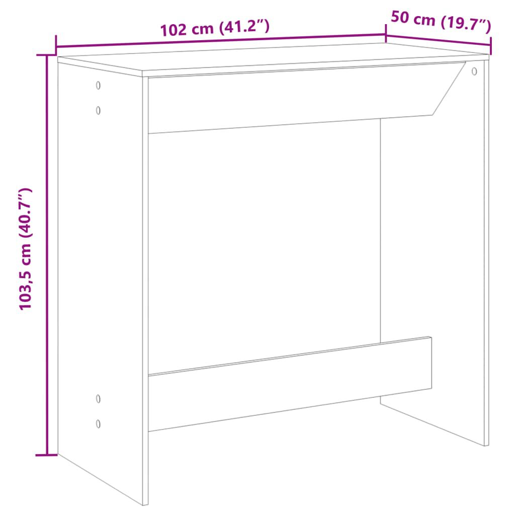 vidaXL Τραπέζι Μπαρ Sonoma Δρυς 102x50x103,5εκ. Επεξεργ. Ξύλο