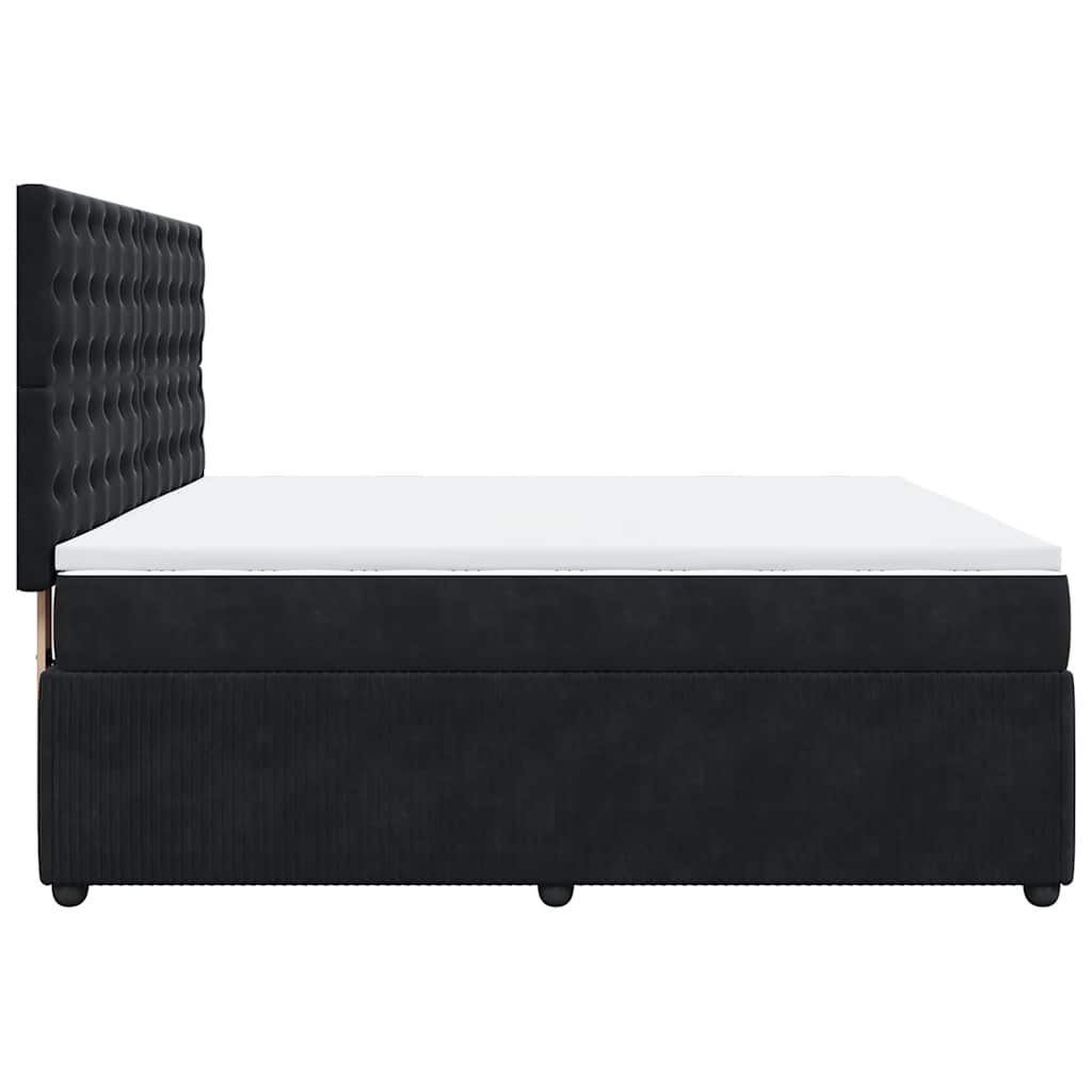 vidaXL Κρεβάτι Boxspring με Στρώμα Μαύρο 180x200 εκ. Βελούδινο