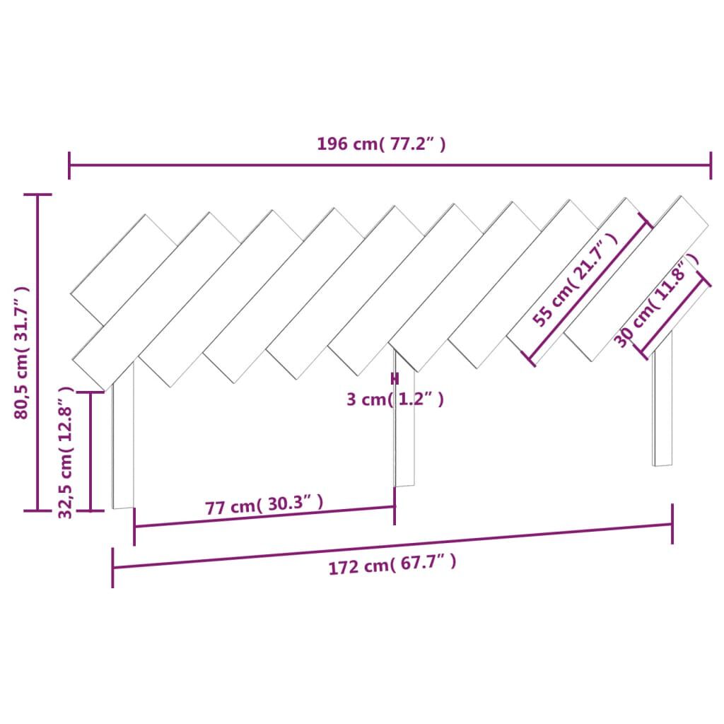 vidaXL Κεφαλάρι Κρεβατιού Γκρι 196x3x80,5 εκ. από Μασίφ Ξύλο Πεύκου