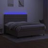 vidaXL &Kappa;&rho;&epsilon;&beta;ά&tau;&iota; Boxspring &mu;&epsilon; &Sigma;&tau;&rho;ώ&mu;&alpha; & LED Taupe 160x200 &epsilon;&kappa;. &Upsilon;&phi;&alpha;&sigma;&mu;ά&tau;&iota;&nu;&omicron;