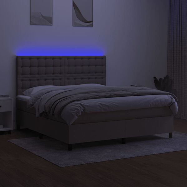 vidaXL &Kappa;&rho;&epsilon;&beta;ά&tau;&iota; Boxspring &mu;&epsilon; &Sigma;&tau;&rho;ώ&mu;&alpha; & LED Taupe 160x200 &epsilon;&kappa;. &Upsilon;&phi;&alpha;&sigma;&mu;ά&tau;&iota;&nu;&omicron;