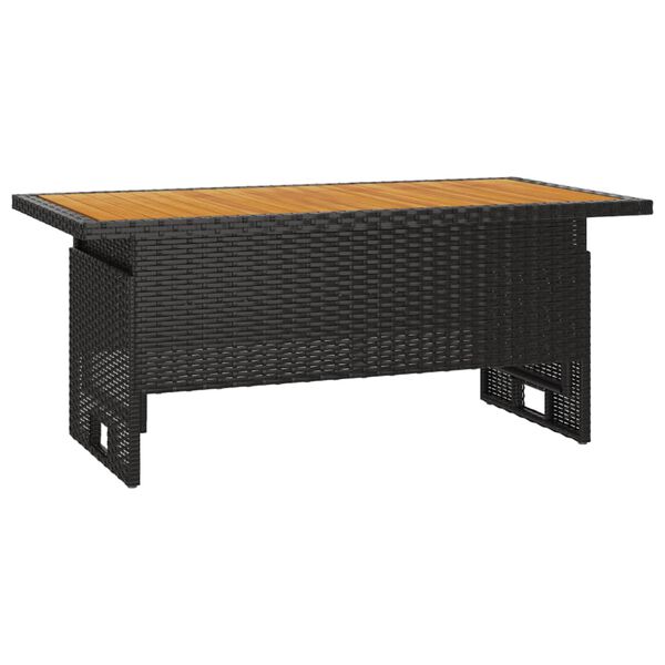 vidaXL Τραπέζι Κήπου Μαύρο 100x50x43/63 εκ. Μασίφ Ακακία & Συνθ. Ρατάν