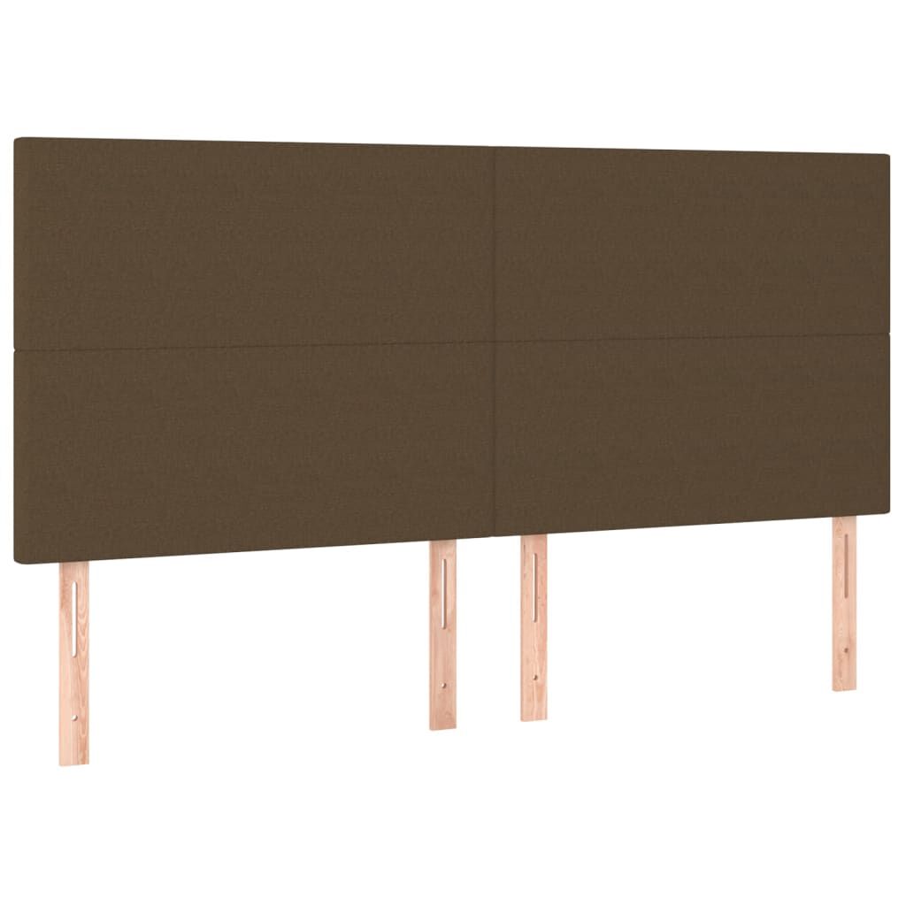 vidaXL Κρεβάτι Boxspring με Στρώμα & LED Σκ.Καφέ 160x200εκ. Υφασμάτινο