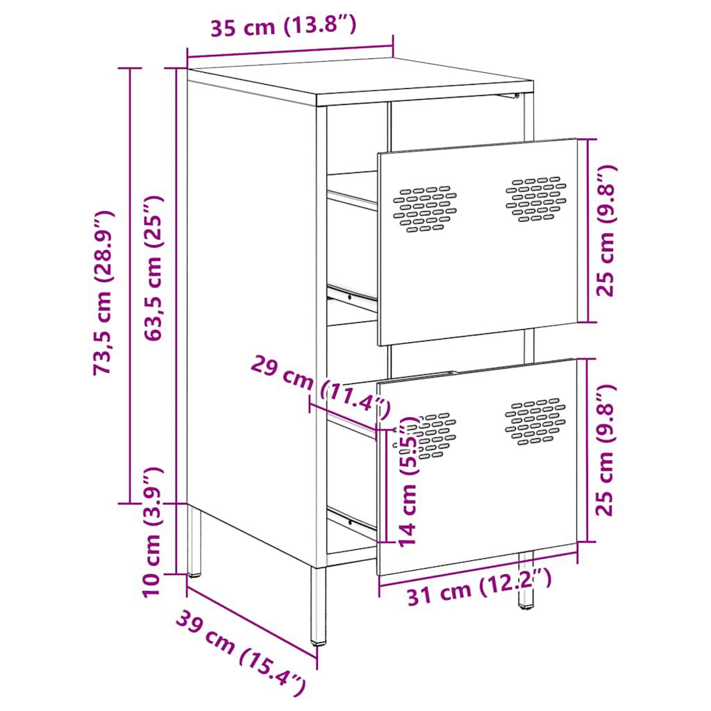 vidaXL Ντουλάπι Λευκό 35x39x73,5 εκ. από Χάλυβα Ψυχρής Έλασης