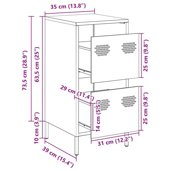vidaXL Ντουλάπι Λευκό 35x39x73,5 εκ. από Χάλυβα Ψυχρής Έλασης
