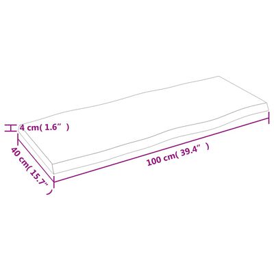 vidaXL Επιφ Τραπεζιού Αν Καφέ 100x40x(2-4)εκ.Ακατέργ. Μασίφ Ξύλο Δρυός