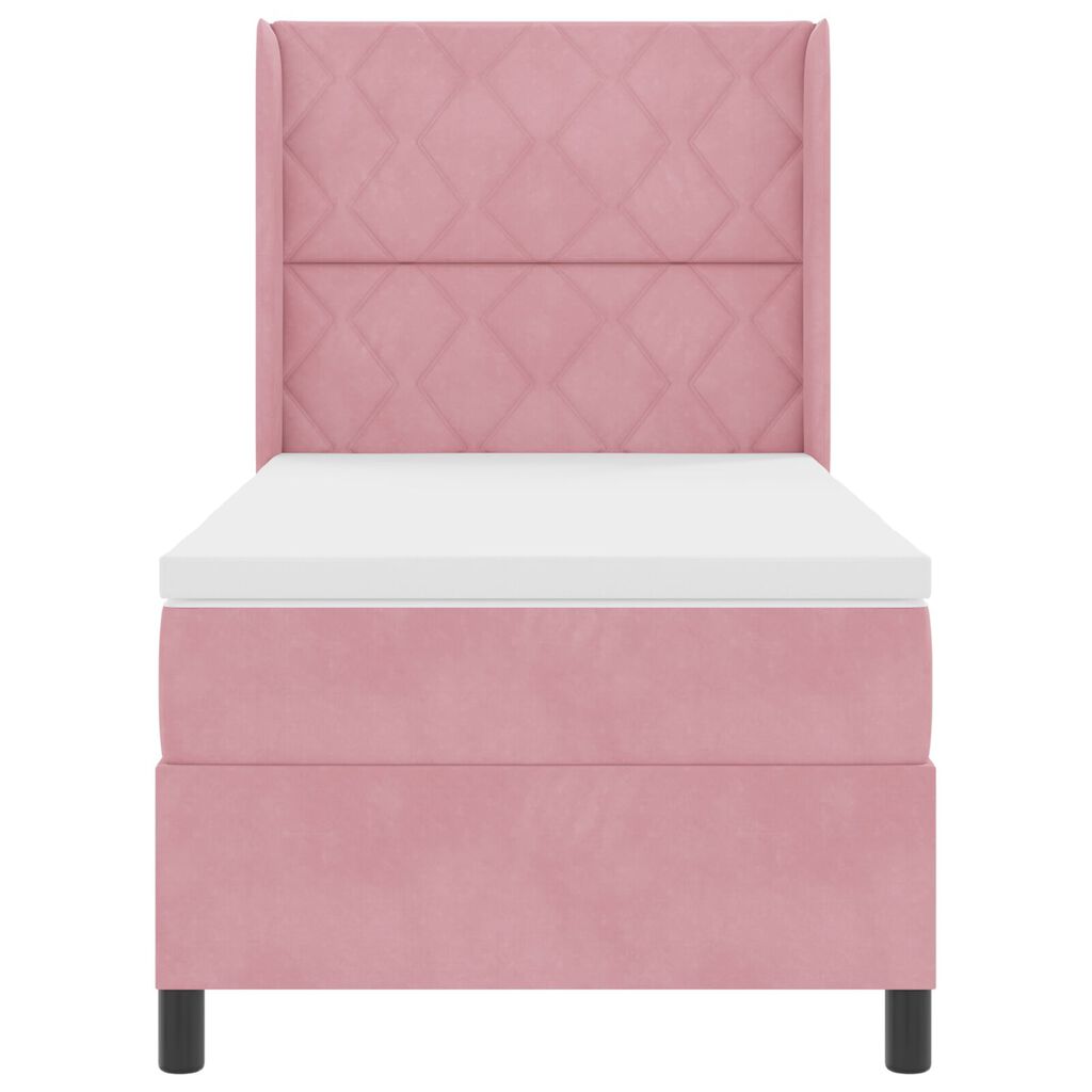 κρεβάτι box spring vidaXL με στρώμα Ροζ 90x190 εκ Βελούδο