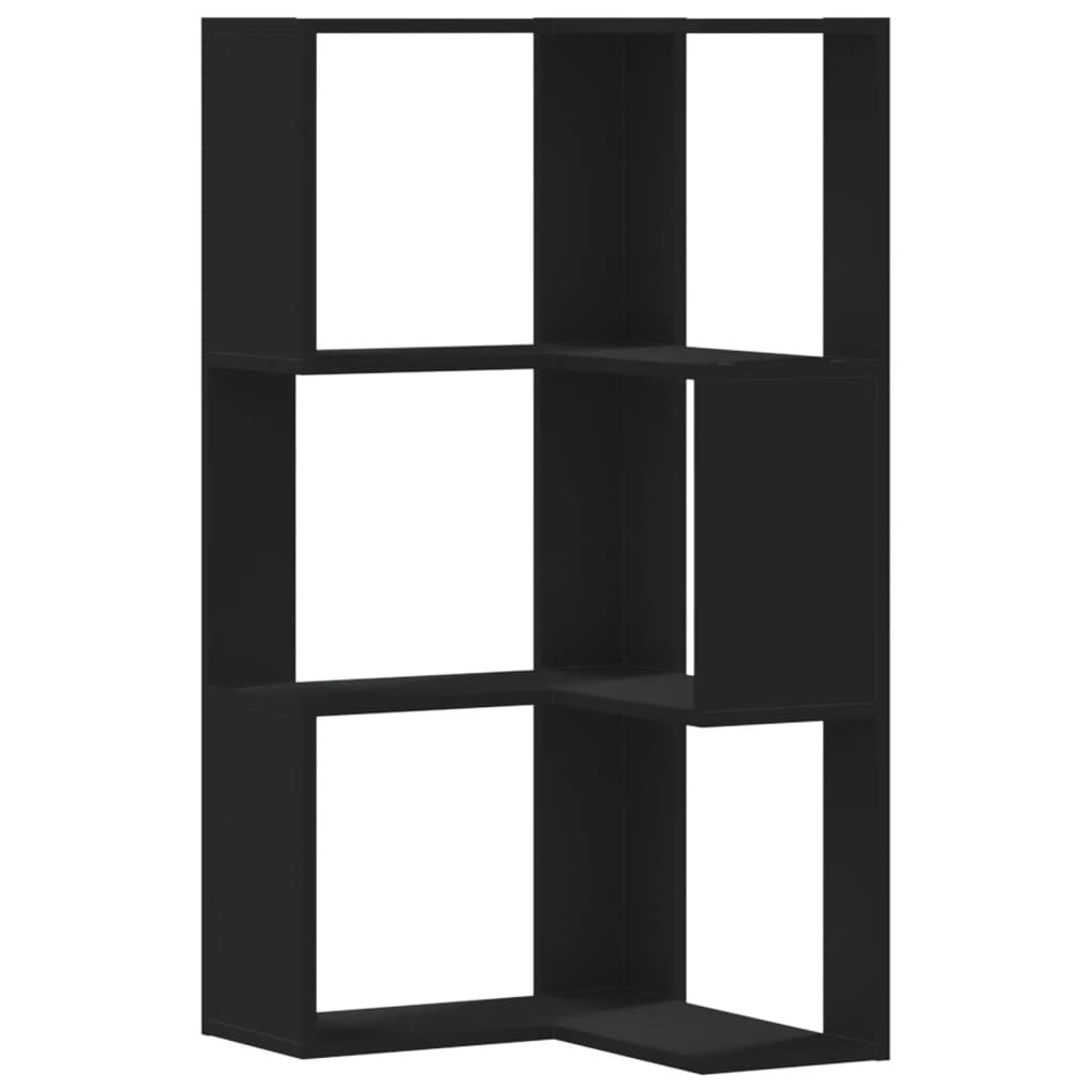 vidaXL Βιβλιοθήκη Γωνιακή 3 Επ. Μαύρο 50x50x102εκ Επεξ. Ξύλο