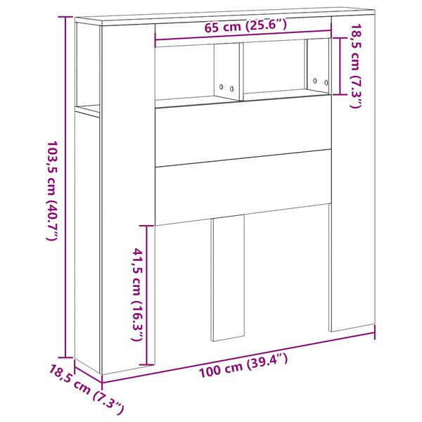 vidaXL Κεφαλάρι Κρεβατιού με LED τεχνίτης Δρυς 100x18,5x103,5 εκ