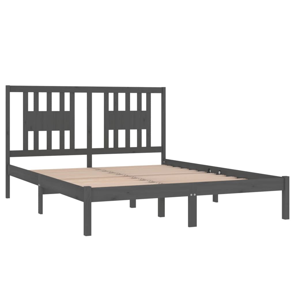 vidaXL Πλαίσιο Κρεβατιού Γκρι 150 x 200 εκ. Μασίφ Ξύλο King Size