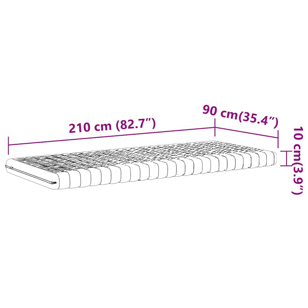 vidaXL Στρώμα Αφρού 7 Ζωνών Σκληρότητα 20 ILD Λευκό 90 x 210 εκ.