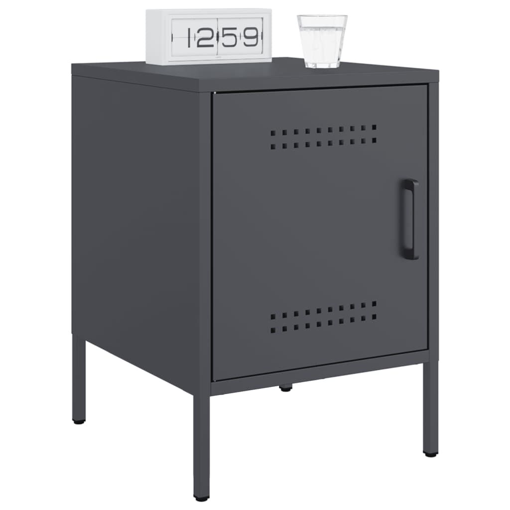 vidaXL Κομοδίνο Ανθρακί 36x39x50,5 εκ. από Χάλυβα
