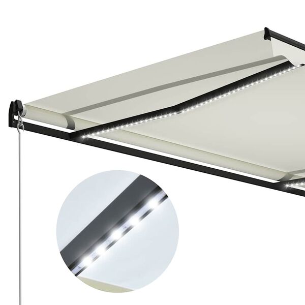 vidaXL Τέντα Συρόμενη Χειροκίνητη με LED Κρεμ 300 x 250 εκ.