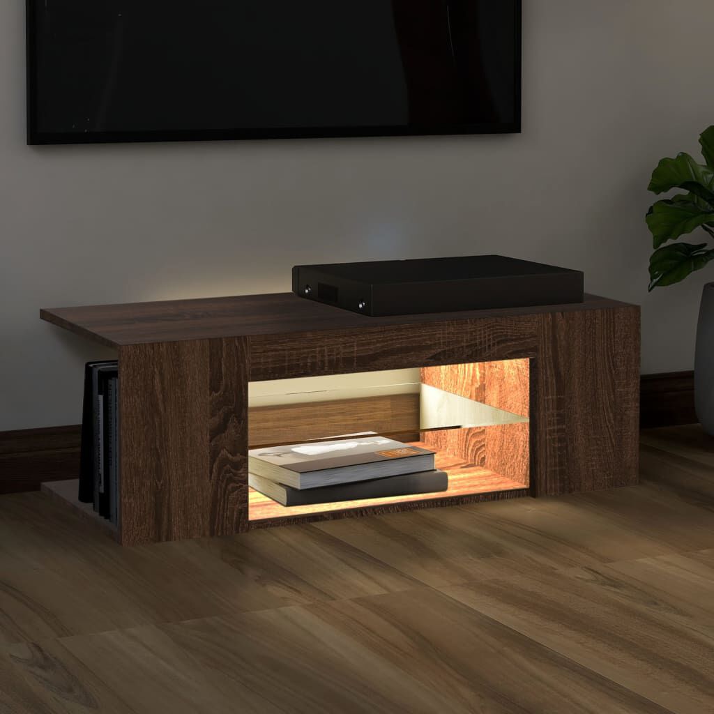vidaXL Έπιπλο Τηλεόρασης με LED Καφέ Δρυς 90x39x30 εκ.