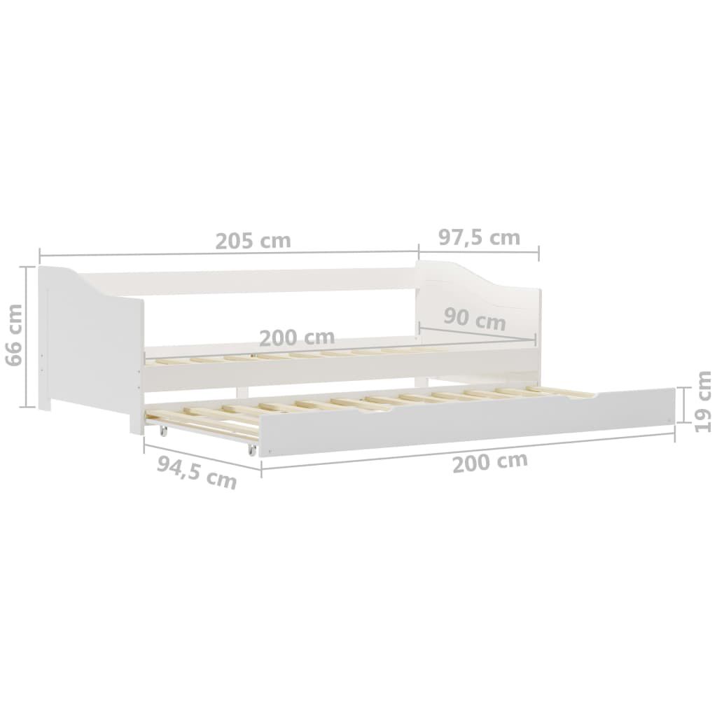 vidaXL Πλαίσιο για Καναπέ - Κρεβάτι Λευκό 90x200 εκ. από Ξύλο Πεύκου