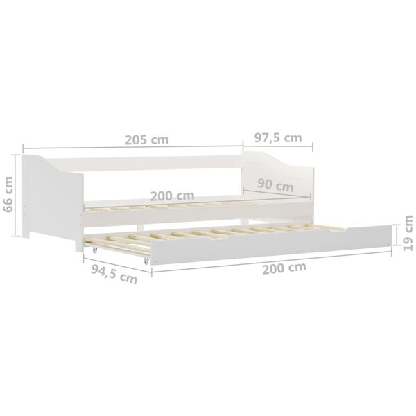 vidaXL Πλαίσιο για Καναπέ - Κρεβάτι Λευκό 90x200 εκ. από Ξύλο Πεύκου